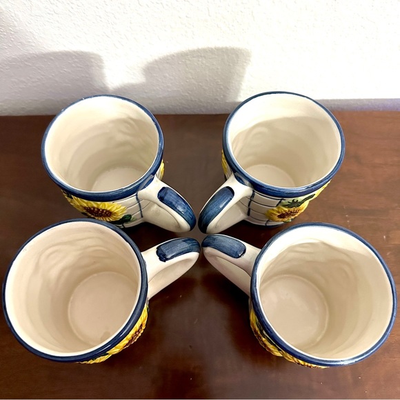 Set of 4 Vintage Ceramic Sunflower Mugs Designed by S. Tuck - Picture 5 of 7